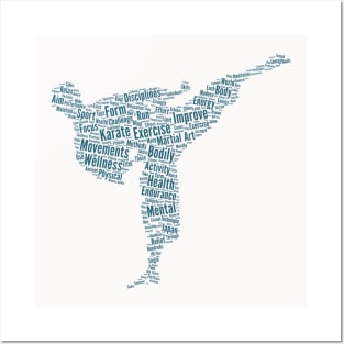 Karate Martial Art Silhouette Shape Text Word Cloud Posters and Art